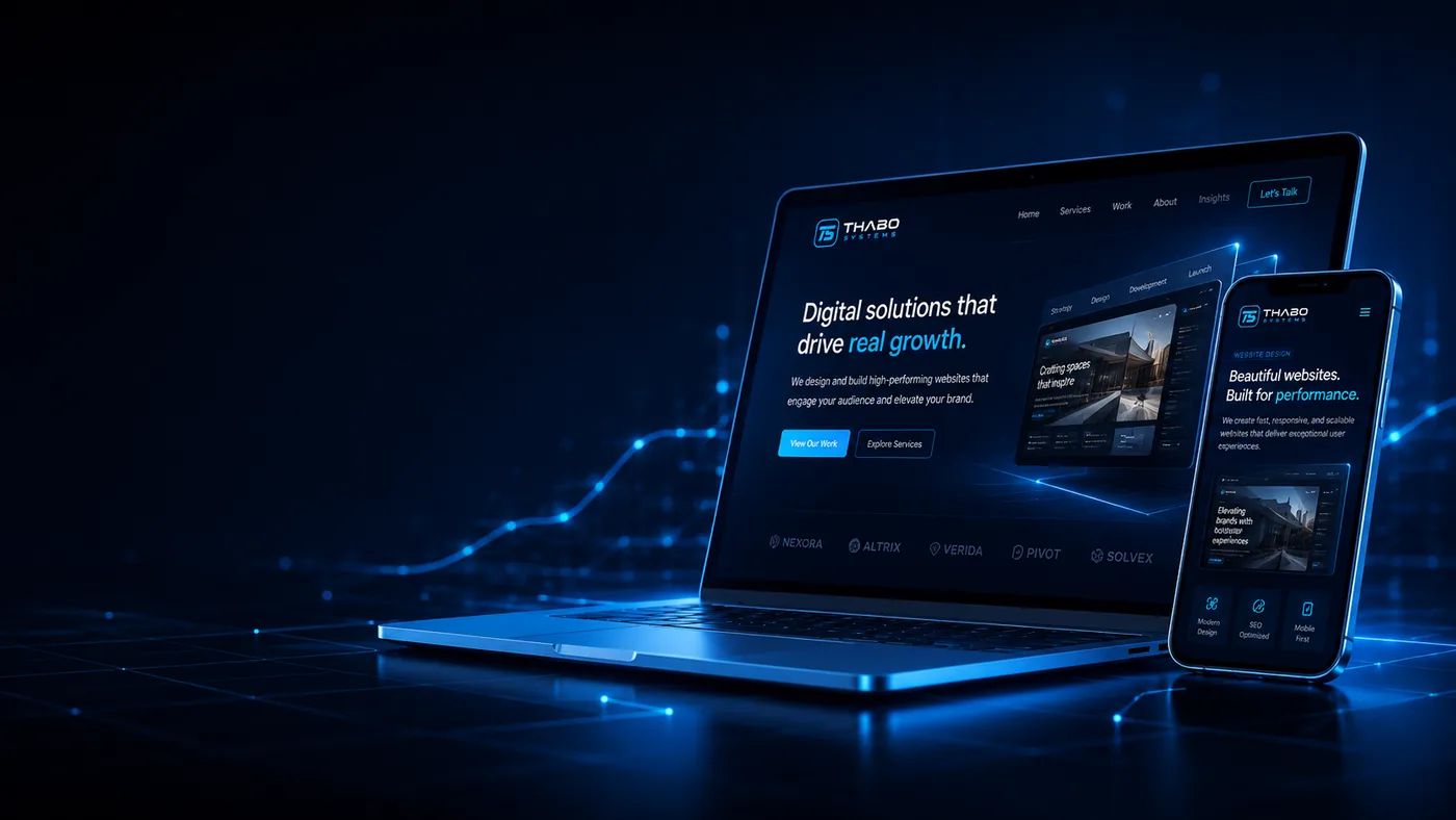 Website design mockup showing desktop and mobile responsive website